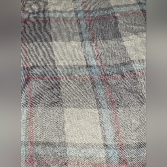 Pastel plaid scarf, 60" large shawl style with fringe - Picture 6 of 8